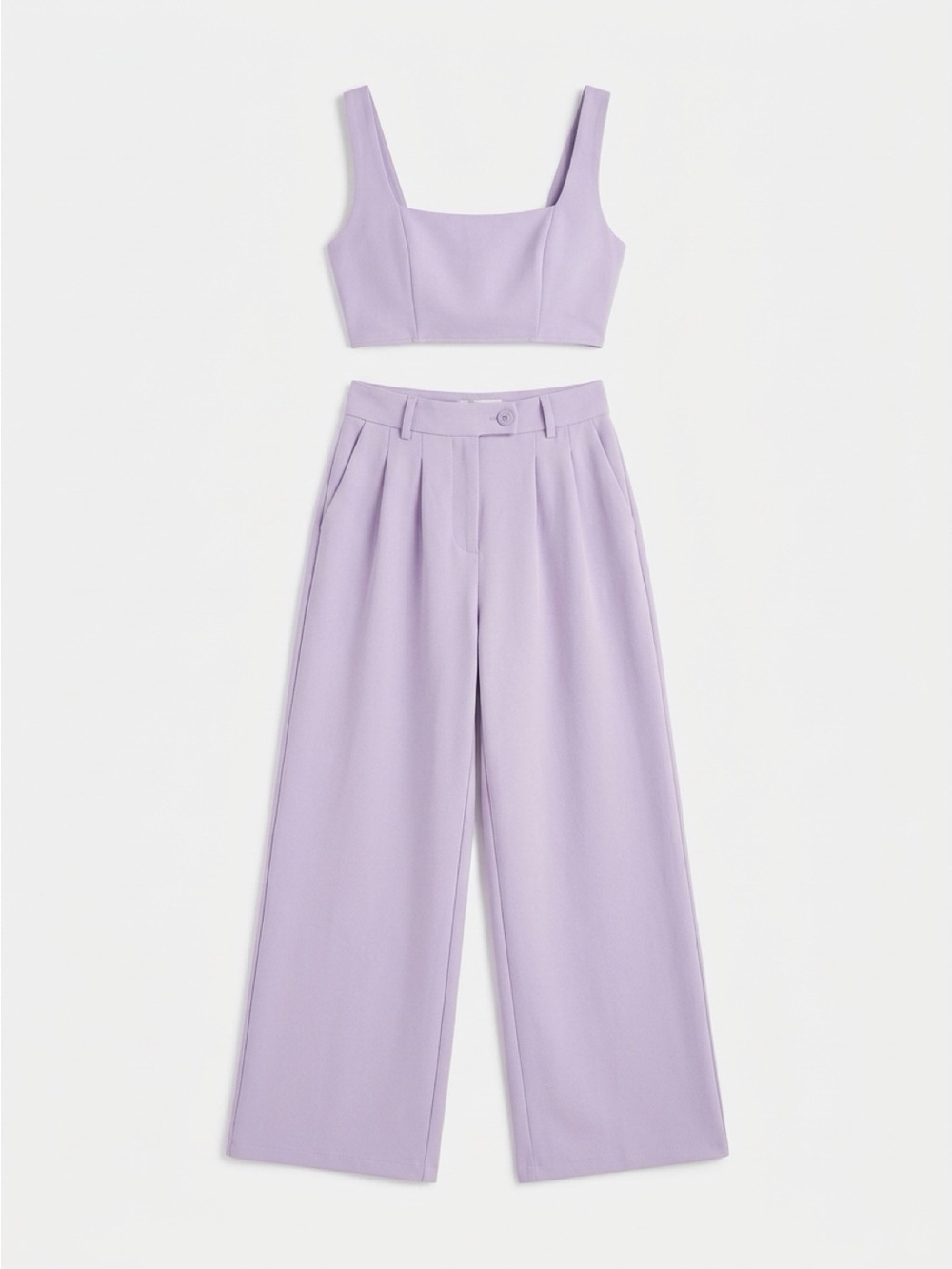 Princess Polly Huxley Lilac Wide-Leg Pants & Crop Top Set